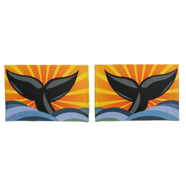 Funda De Cojín Ballena y olas oceánicas (Anverso - Set)