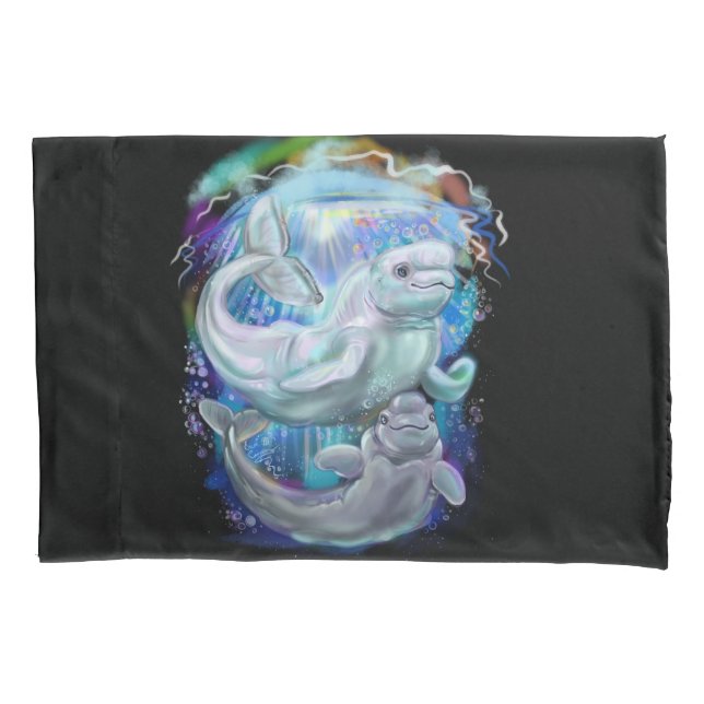 Funda De Cojín Ballenas de Beluga (Anverso)