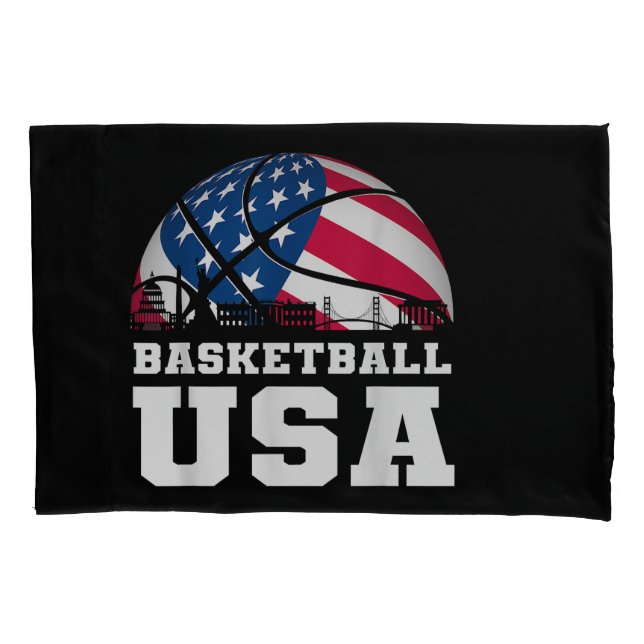 Funda De Cojín Baloncesto EEUU Apoya al equipo camiseta Bandera d (Anverso)