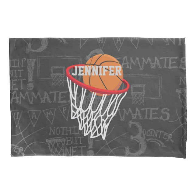 Funda De Cojín Baloncesto y gancho de tablero personalizado (Anverso)