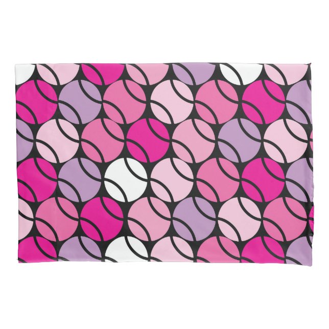 Funda De Cojín 🎾 Balones de tenis rosados y púrpura (Anverso)