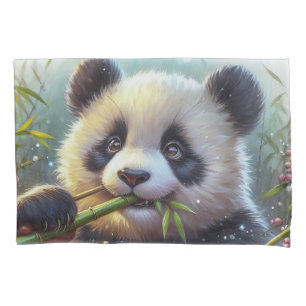 Funda De Cojín Bambú de oso panda adorable