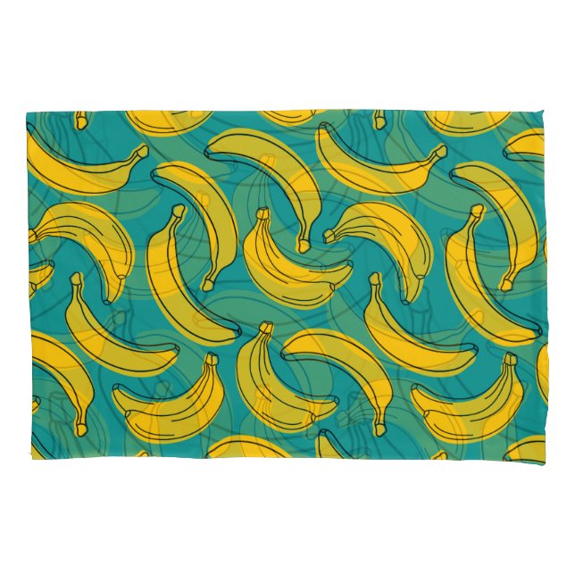 Funda De Cojín Banana amarilla: pintura de contorno negro (Anverso)