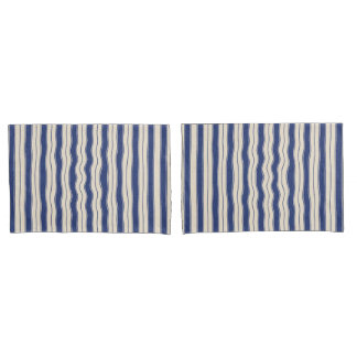 Funda De Cojín Bandas azul y blanco onduladas