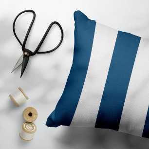 Funda De Cojín Bandas azules de la marina, franjas blancas, patró