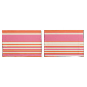 Funda De Cojín Bandas complejas: rosa, Naranja y crema