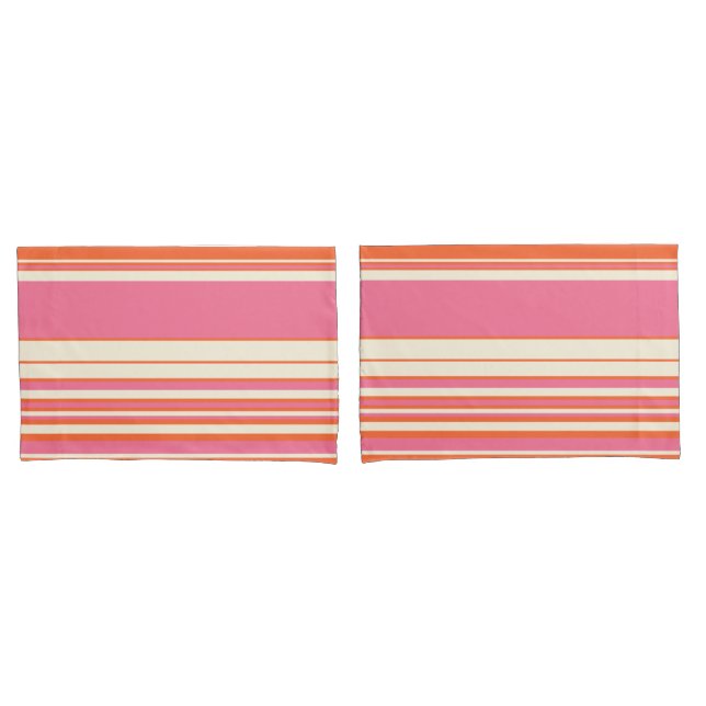 Funda De Cojín Bandas complejas: rosa, Naranja y crema (Anverso - Set)