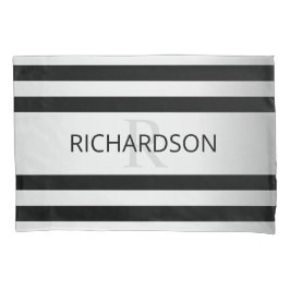 Funda De Cojín Bandas de color negro y negro de imitación de plat