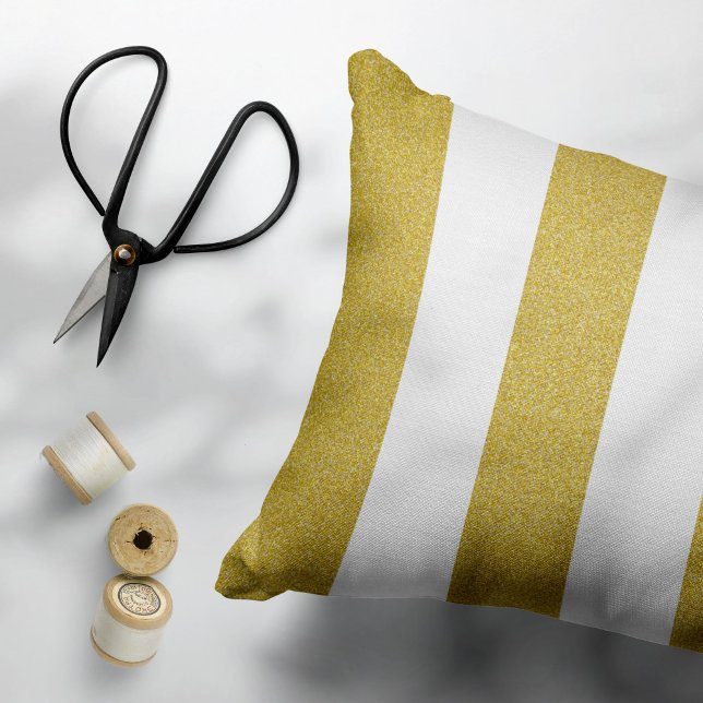 Funda De Cojín Bandas de oro, franjas blancas, patrón rayado (Subido por el creador)
