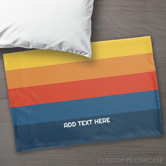 Funda De Cojín Bandas de puesta de sol retro con nombre de serie  (Custom Pillowcase)