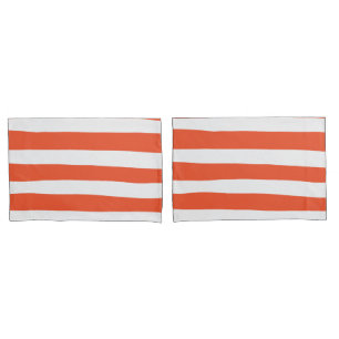 Funda De Cojín Bandas desiguales - Naranja y blanco