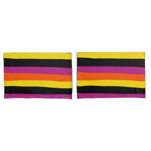 Funda De Cojín Bandas desiguales - Negro, rosa, Naranja y amarill