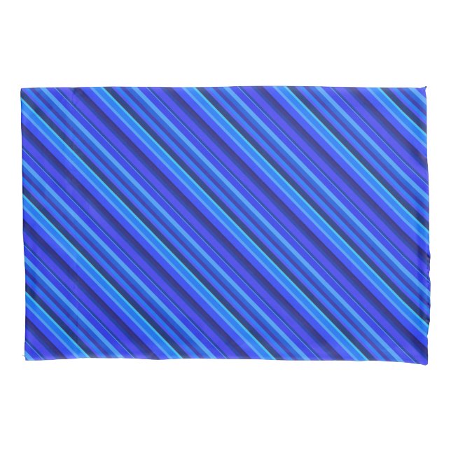 Funda De Cojín Bandas diagonales azules (Anverso)
