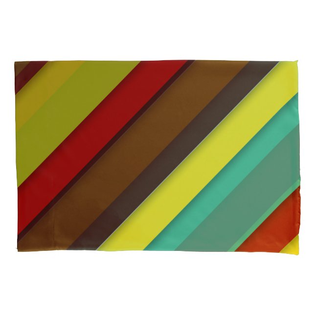 Funda De Cojín Bandas diagonales multicolores (Anverso)