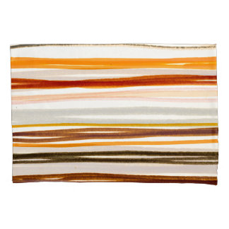 Funda De Cojín Bandas geométricas, ilustracion de acuarela naranj