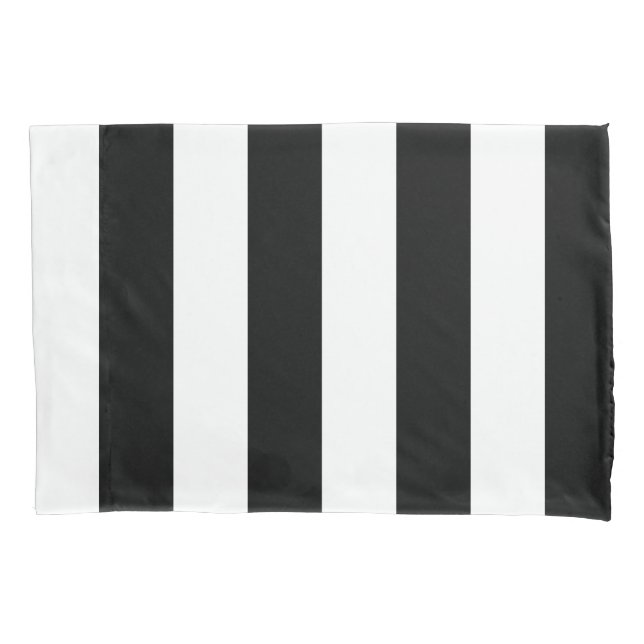 Funda De Cojín Bandas grandes en blanco y negro (Anverso)