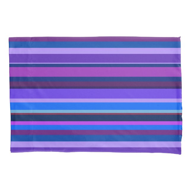 Funda De Cojín Bandas horizontales azules y violetas (Anverso)