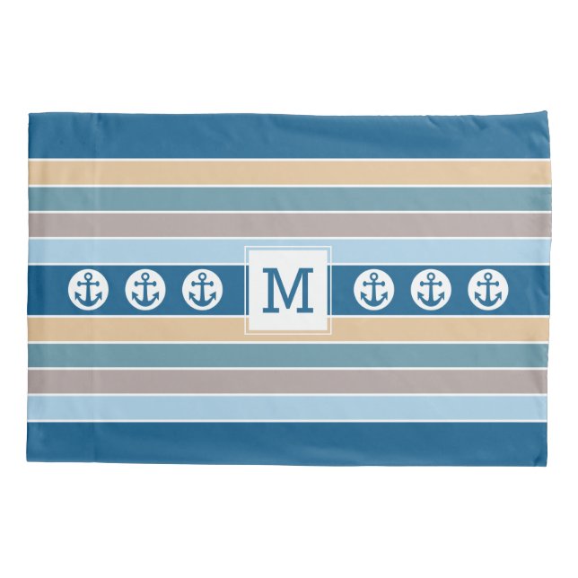 Funda De Cojín Bandas náuticas personalizado monogramo estuches d (Reverso)
