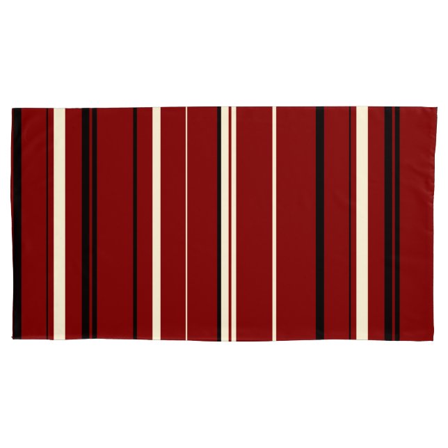 Funda De Cojín Bandas rojas y blancas negras (Anverso)