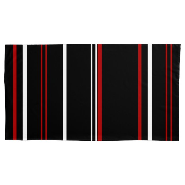 Funda De Cojín Bandas rojas y blancas negras (Anverso-izquierdo)