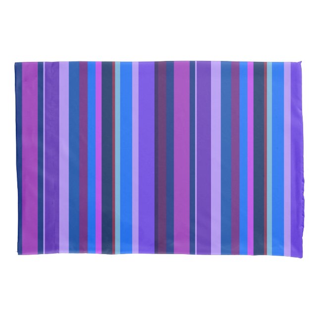 Funda De Cojín Bandas verticales azul y violeta (Anverso)