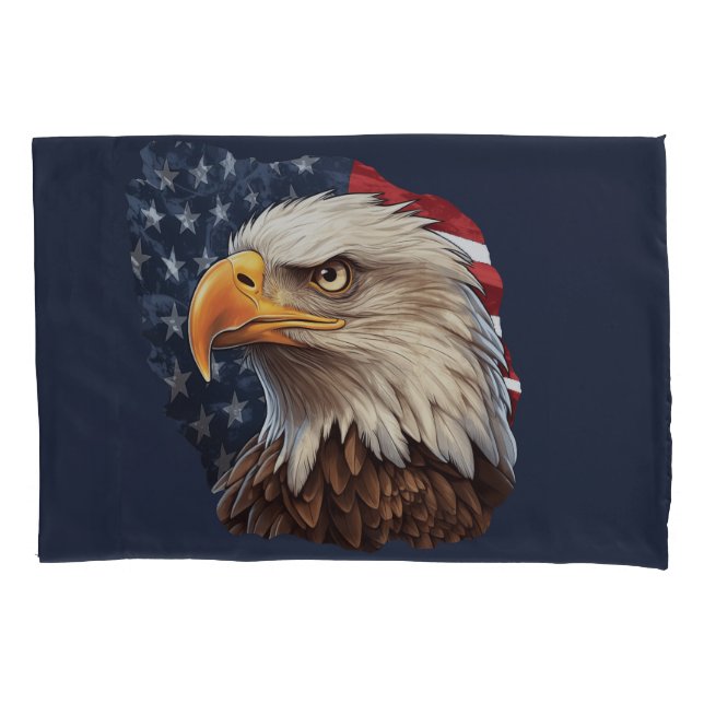 Funda De Cojín Bandera americana águila calva (Anverso)