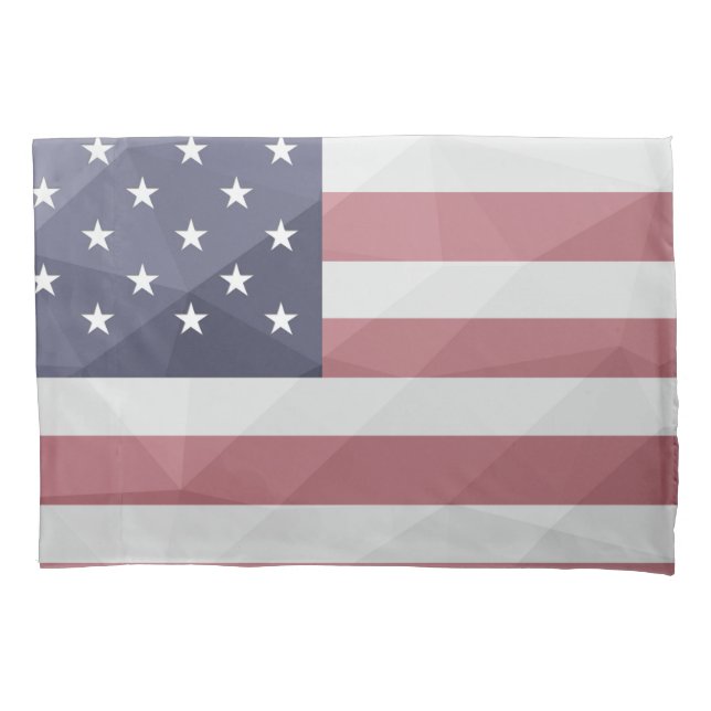 Funda De Cojín Bandera de Estados Unidos Malla Geométrica Red Whi (Anverso)