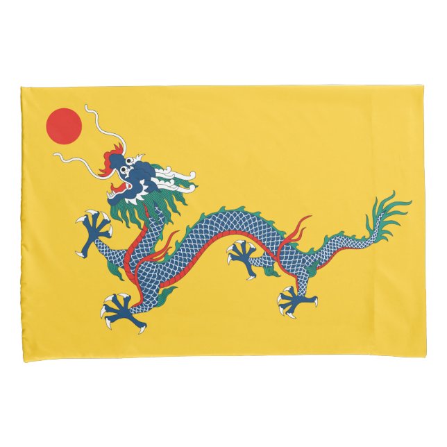 Funda De Cojín Bandera de la dinastía Qing china (dragón chino) ( (Anverso-Derecho)
