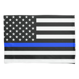 Funda De Cojín Bandera de la policía delgada de la línea azul