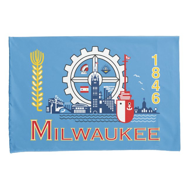 Funda De Cojín Bandera de Milwaukee (Wisconsin) (Anverso-Derecho)