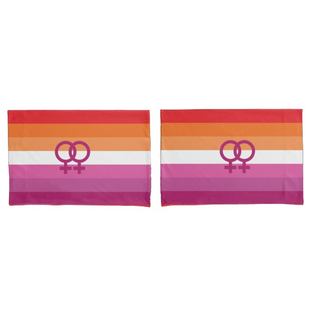 Funda De Cojín Bandera de orgullo lésbico WLW (Anverso - Set)