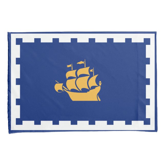 Funda De Cojín Bandera de Quebec (Quebec, Canadá) (Anverso-Derecho)