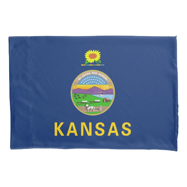 Funda De Cojín Bandera del estado de Kansas (Anverso)