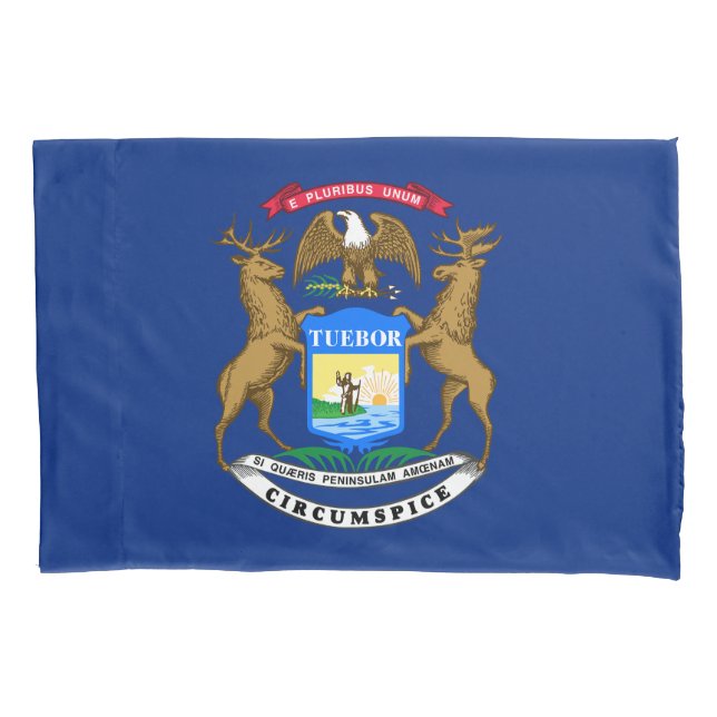 Funda De Cojín Bandera del estado de Michigan (Anverso)
