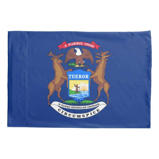 Funda De Cojín Bandera del estado de Michigan (Reverso)