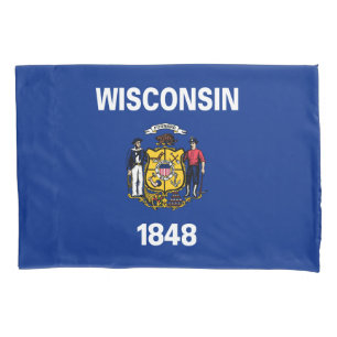 Funda De Cojín Bandera del estado de Wisconsin