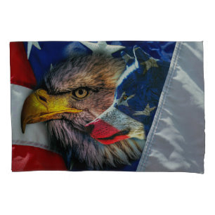 Funda De Cojín Bandera estadounidense del lobo del águila cald
