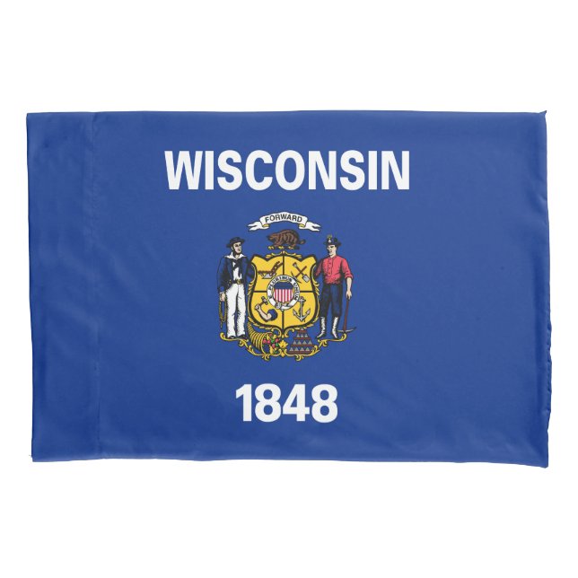 Funda De Cojín Bandera estatal de Wisconsin (Anverso)