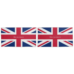 Funda De Cojín Bandera inglesa del Sr. y la Sra.