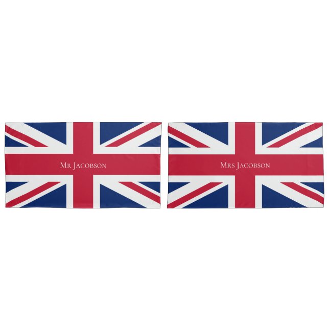 Funda De Cojín Bandera inglesa del Sr. y la Sra. (Anverso - Set)