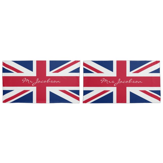 Funda De Cojín Bandera inglesa Nombre personalizado Unión Jack Pa (Anverso - Set)