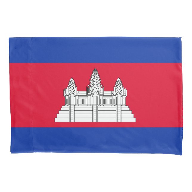 Funda De Cojín Bandera Patriótica De Camboya (Anverso)