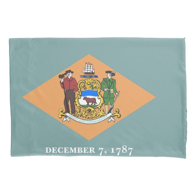 Funda De Cojín Bandera Patriótica de una sola almohada de Delawar (Anverso)