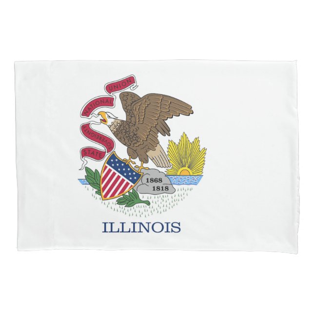 Funda De Cojín Bandera Patriótica monopilar de Illinois, EE.UU. (Anverso)
