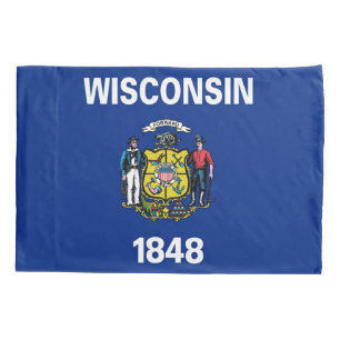 Funda De Cojín Bandera Patriótica monopilar de Wisconsin, EE.UU.