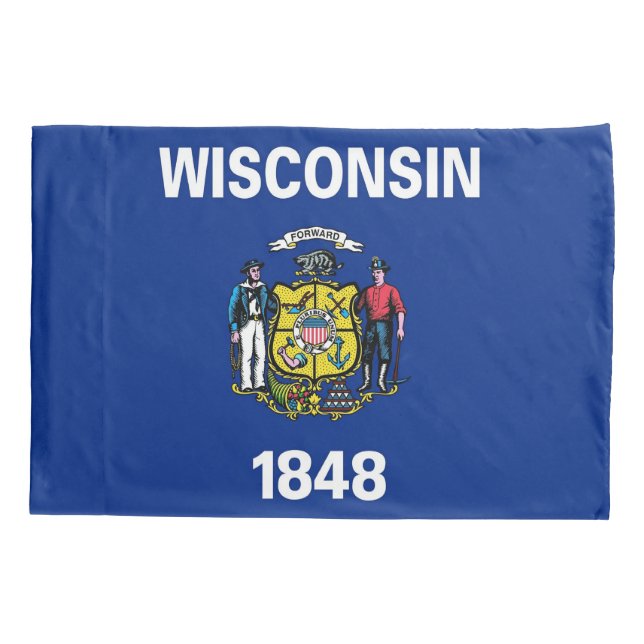 Funda De Cojín Bandera Patriótica monopilar de Wisconsin, EE.UU. (Reverso)