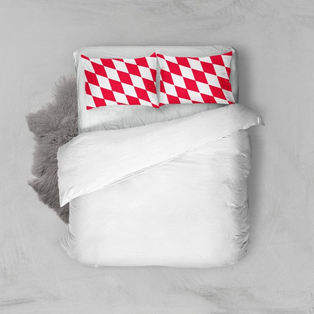 Funda De Cojín Banderín de diamante de Baviera rojo y blanco (Subido por el creador)