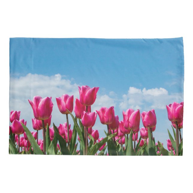Funda De Cojín Banner de Tulips Garden Clouds (Reverso)