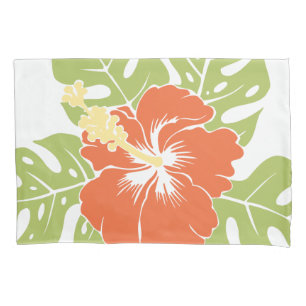 Funda De Cojín Banzai Beach Hawaiian Hibiscus Reversible Stripe