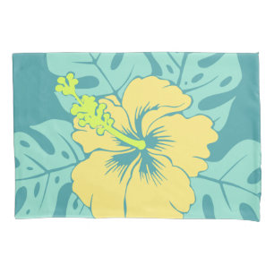 Funda De Cojín Banzai Beach Hawaiian Hibiscus Reversible Stripe